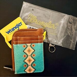 NEW Wrangler All Over Aztec Print Mini Zip Card Case